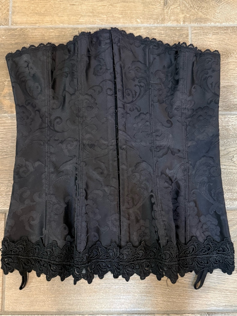 Vintage Frederick's of Hollywood Black Lace-up Corset Bustier Size 34